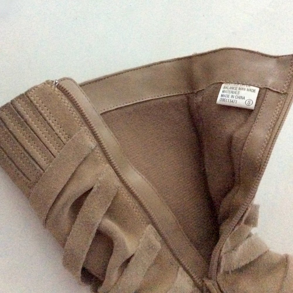 Beige Suede Side Zip Boots with Straps & Buckles - Picture 10 of 13